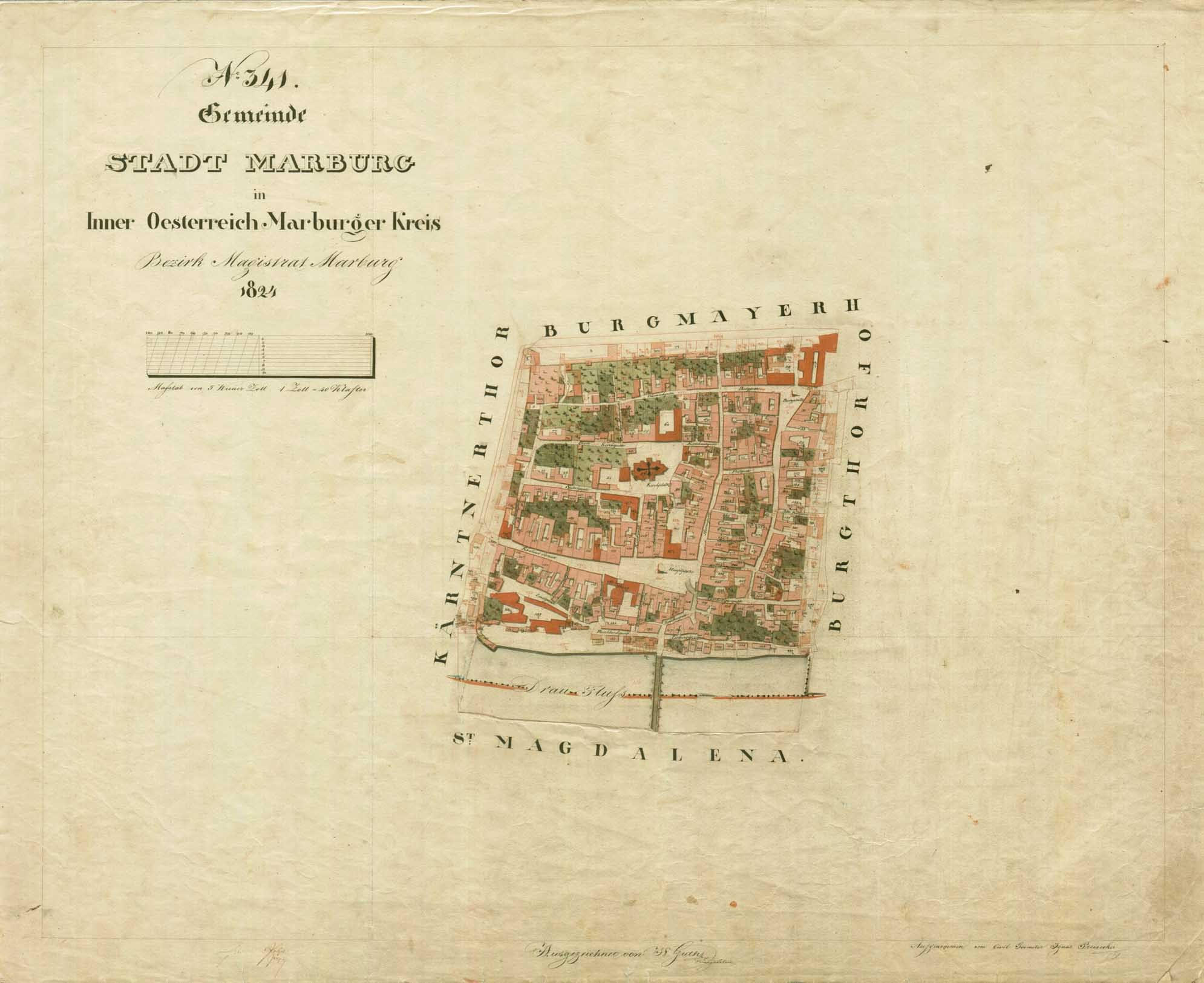 Detailierte alte Stadtplan von Marburg mit Straßen, Gebäuden, Sehenswürdigkeiten und Text mit Bevölkerungs- und Standortinformationen.