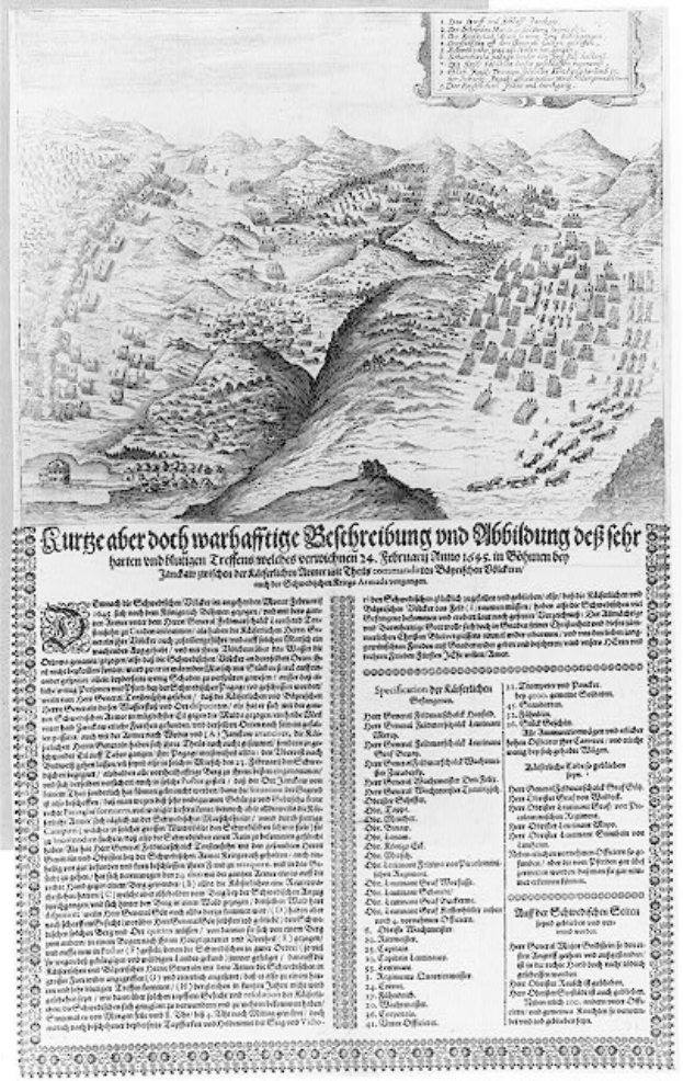 Schwarz-weißes 16. Jahrhundert-Karte von Heidelberg, Deutschland, in einem alten Buch mit umgebenem Text.