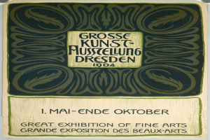Plakat für die Große Kunstausstellung Dresden 1904 mit auffälliger Textwerbung