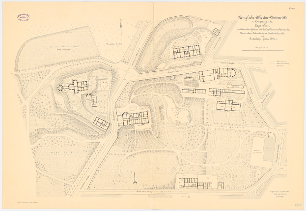 Alte gedruckte Karte von München, Deutschland, die zahlreiche Gebäude und handgeschriebene Texte auf altem Papier zeigt.